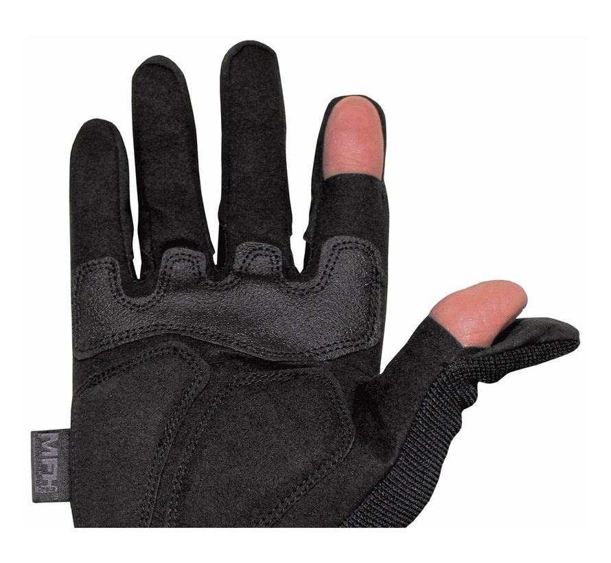 Zwarte tactische handschoenen "Attack" met verstelbare polsband door klittenband.