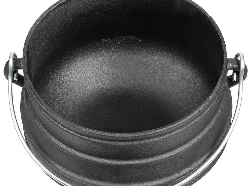 Fox Outdoor Zware gietijzeren kookketel met scharnierend hengsel en deksel met greep - 5L