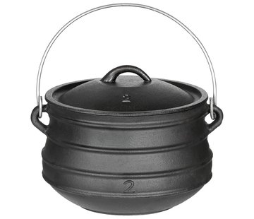 Fox Outdoor Zware gietijzeren kookketel met scharnierend hengsel en deksel met greep - 5L