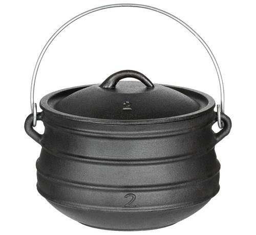 Fox Outdoor Zware gietijzeren kookketel met scharnierend hengsel en deksel met greep - 5L