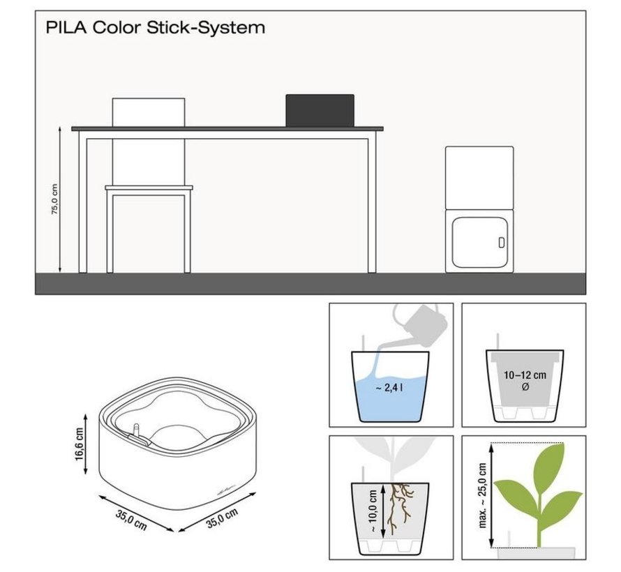 Lechuza - Pflanzgefäß PILA COLOR  STICK light grey ALL-IN-ONE Set