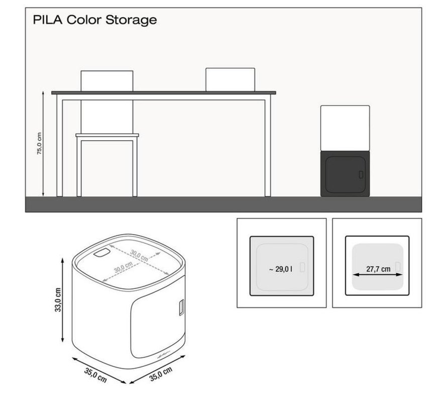 Lechuza - module PILA COLOR STORAGE leisteengrijs