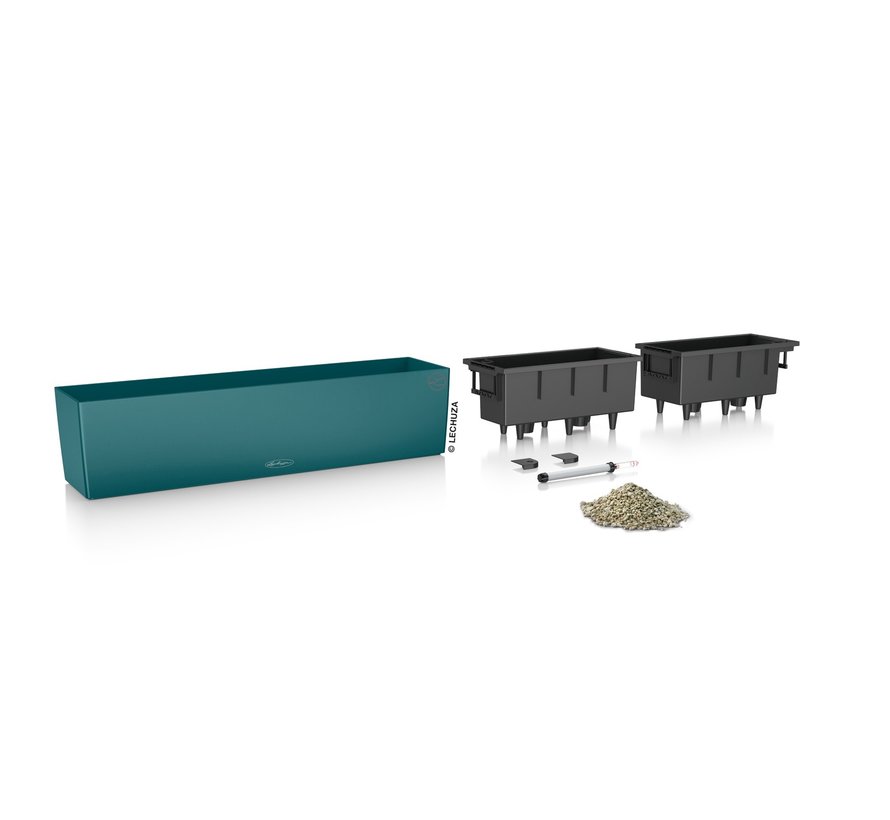 Lechuza - plantenbak BALCONERA COLOR 80 petrol blauw ALL-IN-ONE set