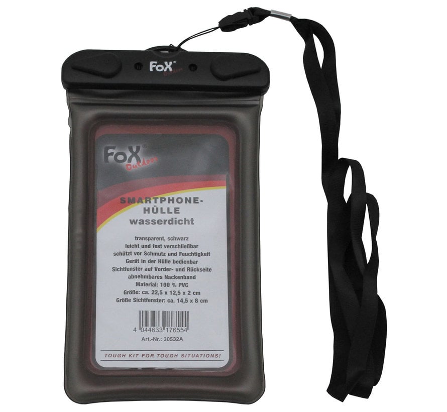 Fox Outdoor - Smartphone Tas  -  Waterdicht  -  Transparante  -  Zwarte