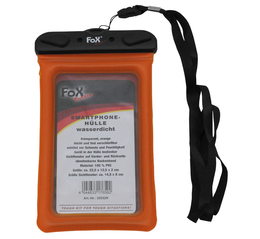 Fox Outdoor - pochette Smartphone -  orange -  imperméable -  transparent -