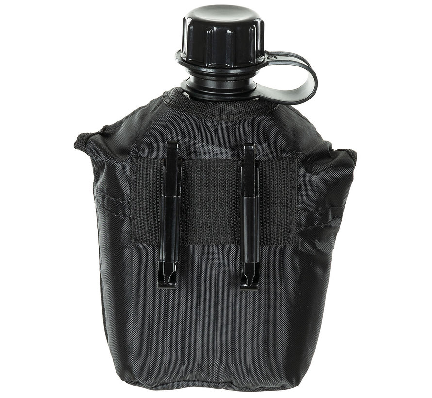 MFH - US Plastikfeldflasche -  1 l -  Hülle -  schwarz -  BPA-frei