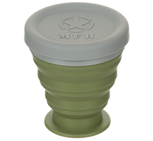 MFH MFH - Faltbecher - mit Deckel - Silikon - oliv - 200 ml