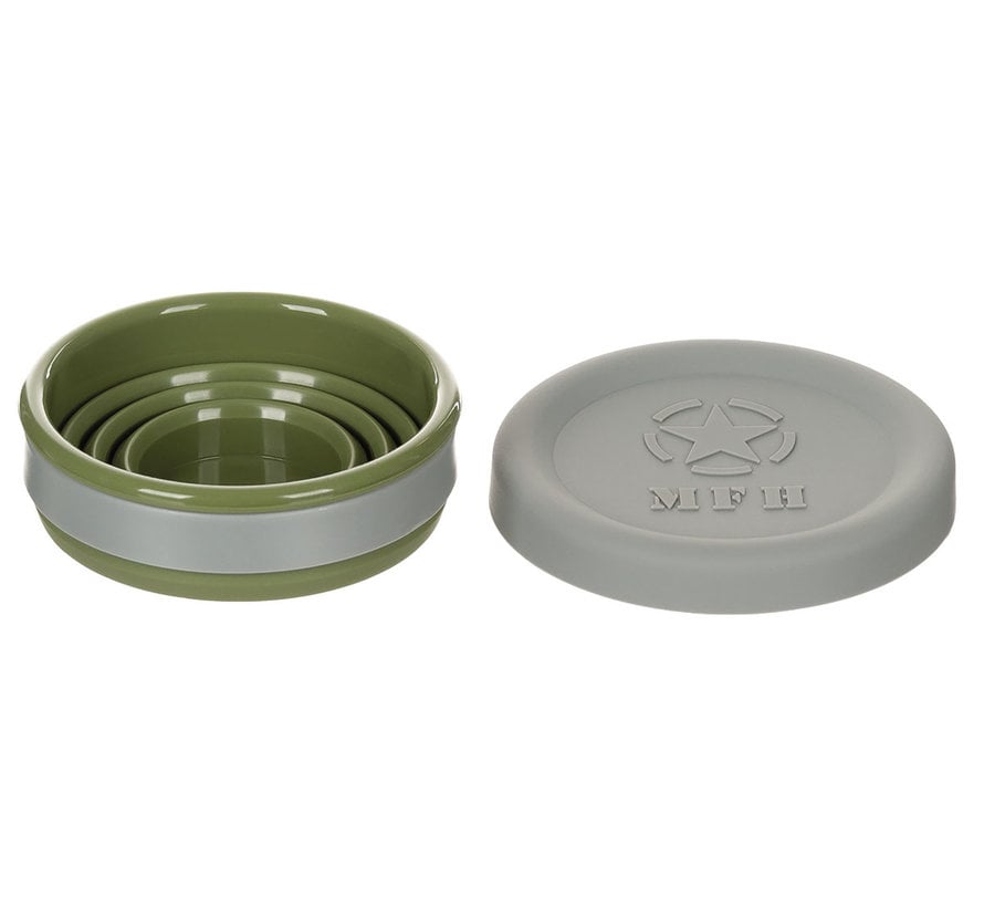 MFH - Gobelet pliable -  avec couvercle -   Silicone -  vert OD -  200 ml