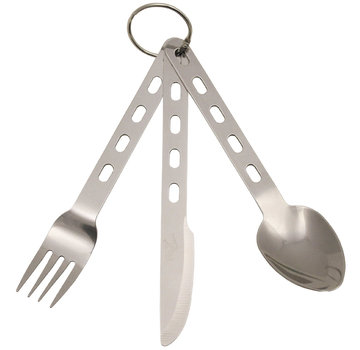 Fox Outdoor Fox Outdoor - couvert - extra light - 3 pièces - avec anneau - acier inoxydable