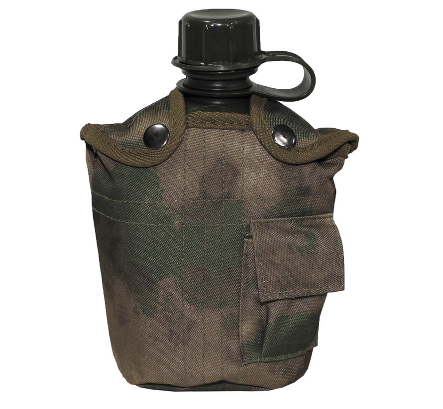 MFH - US Plastikfeldflasche -  1 l -  Hülle -  HDT-camo FG -  BPA-frei