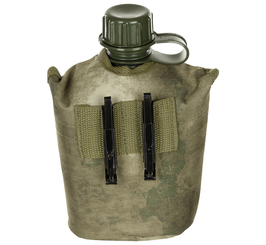 US Army kunststof veldfles, 1 liter, hoes, HDT-camo FG, BPA-vrij
