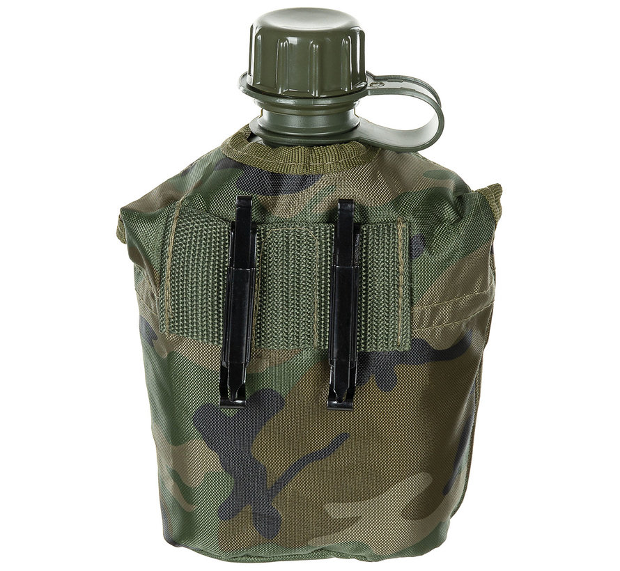 US Army kunststof veldfles, 1 liter, hoes, woodland, BPA-vrij