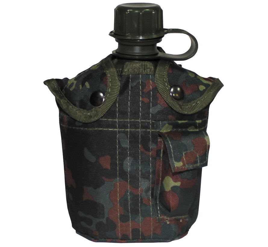 MFH - Gourde plastique US -  avec housse -  BW camo -  1 l