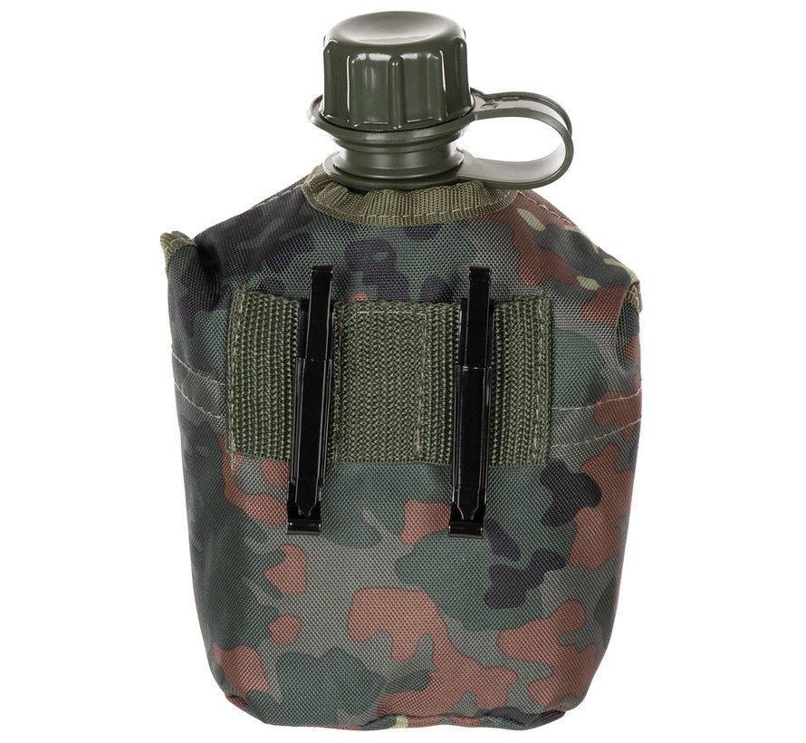 MFH - US Plastikfeldflasche -  1 l -  Hülle -  flecktarn -  BPA-frei