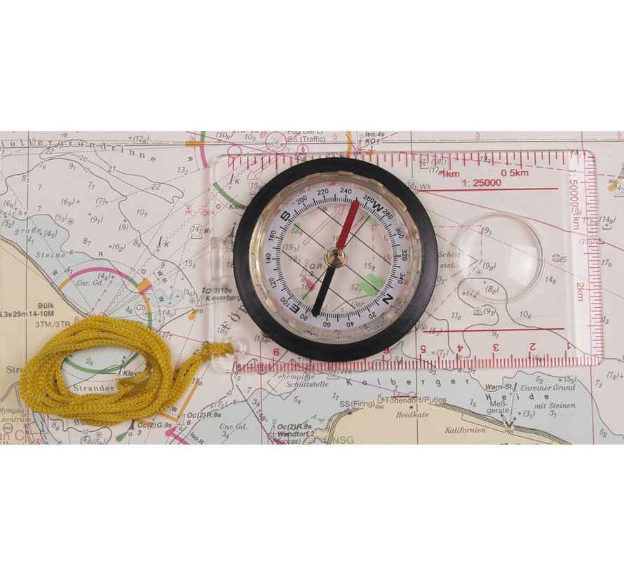 MFH - Karten-Kompass -  transparent -   -  Kunststoffgehäuse