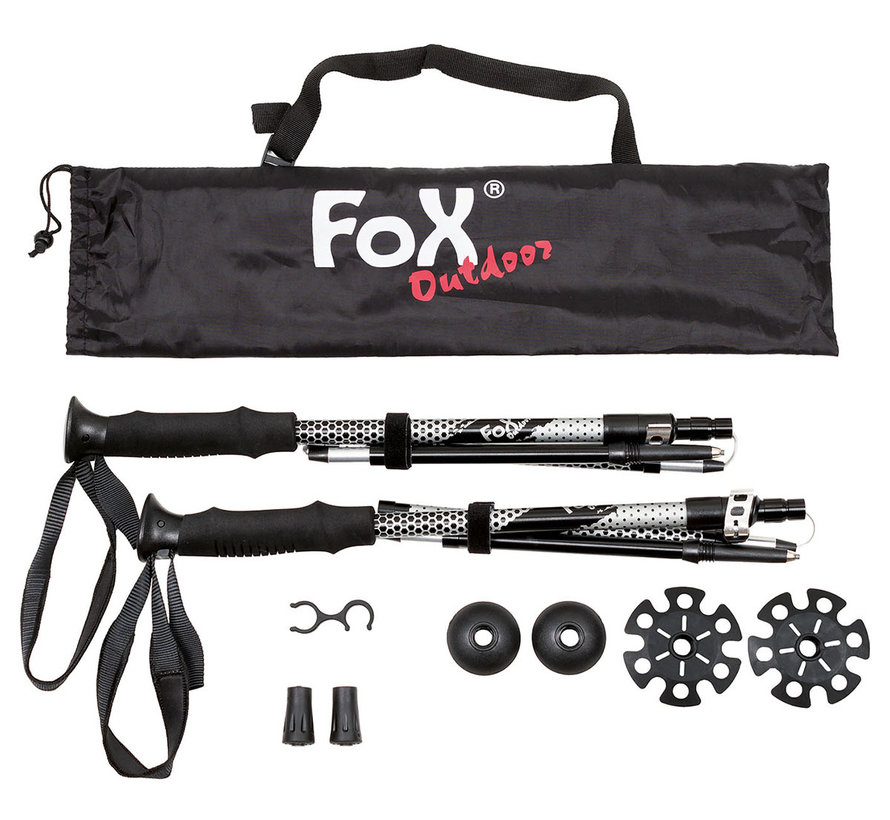 Fox Outdoor - Aluminium Trekking wandelstokken  -  "Haidel"  -  Opvouwbaar  -  schuimgreep