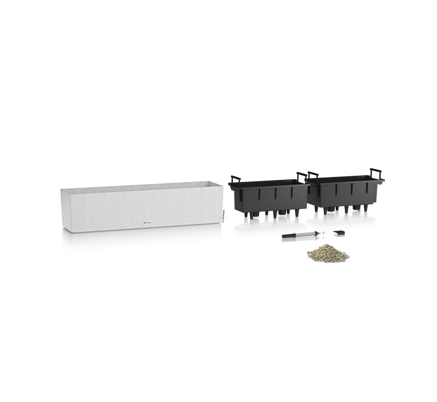 Lechuza - Pflanzgefäß BALCONERA STONE 80 quartz weiß ALL-IN-ONE Set