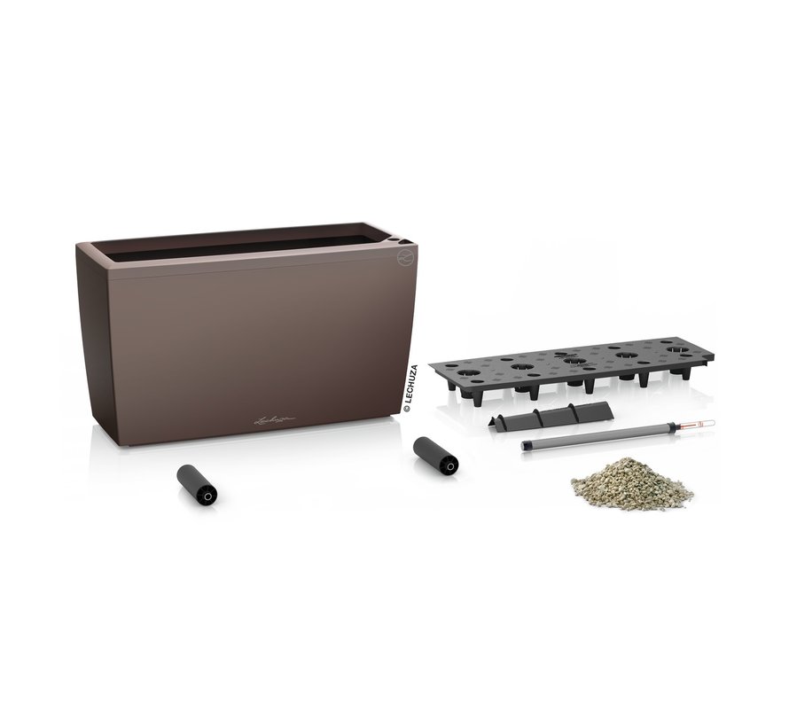 Lechuza - planteur CARARO PREMIUM espresso métallisé set ALL-IN-ONE