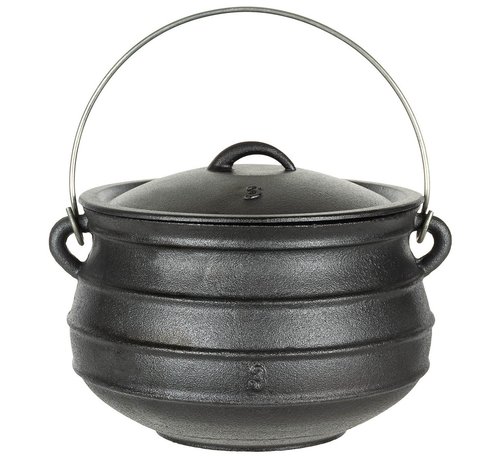 Fox Outdoor Zware gietijzeren kookketel met scharnierend hengsel en deksel met greep - 7L