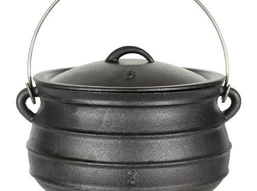 Fox Outdoor Zware gietijzeren kookketel met scharnierend hengsel en deksel met greep - 7L