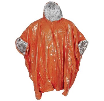 MFH Oranger Notfall-Regenponcho. Einseitig mit Aluminium beschichtet.