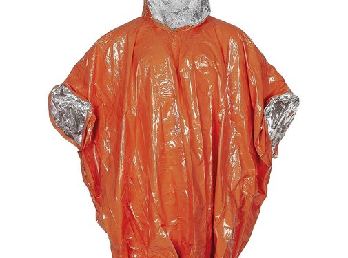 MFH Poncho de pluie d'urgence orange. Recouvert d'un côté d'aluminium.