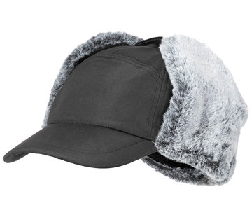 Fox Outdoor Bonnet d'hiver noir "Trappeur" avec rabats d'oreilles et fausse fourrure