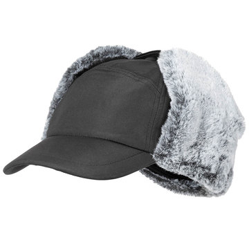 Fox Outdoor Bonnet d'hiver noir "Trappeur" avec rabats d'oreilles et fausse fourrure