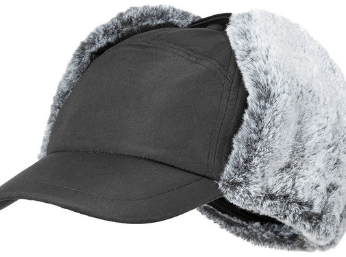 Fox Outdoor Bonnet d'hiver noir "Trappeur" avec rabats d'oreilles et fausse fourrure