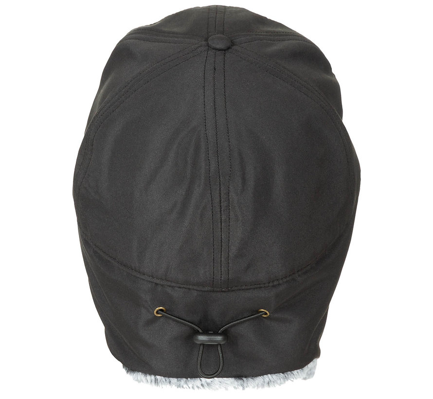 Bonnet d'hiver noir "Trappeur" avec rabats d'oreilles et fausse fourrure