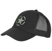 MFH Zwarte "Trucker" unisex cap . Stoere en sportieve cap met verstelbare  kliksluiting.