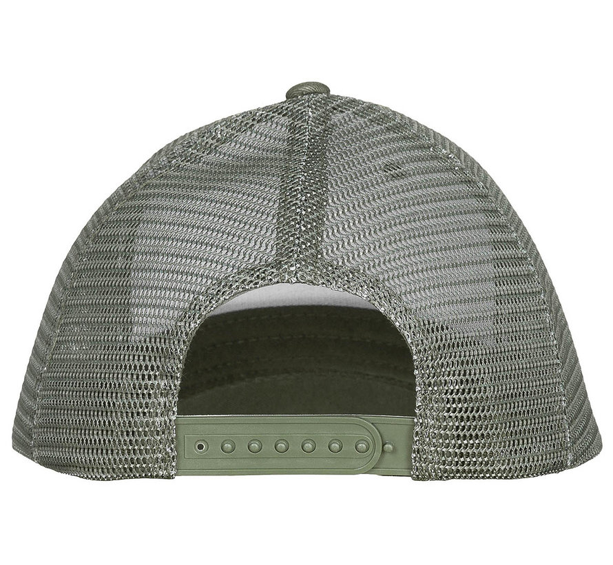 Armee grüne "Trucker" Unisex-Mütze . Robuste und sportliche Kappe mit verstellbarem Druckknopfverschluss.