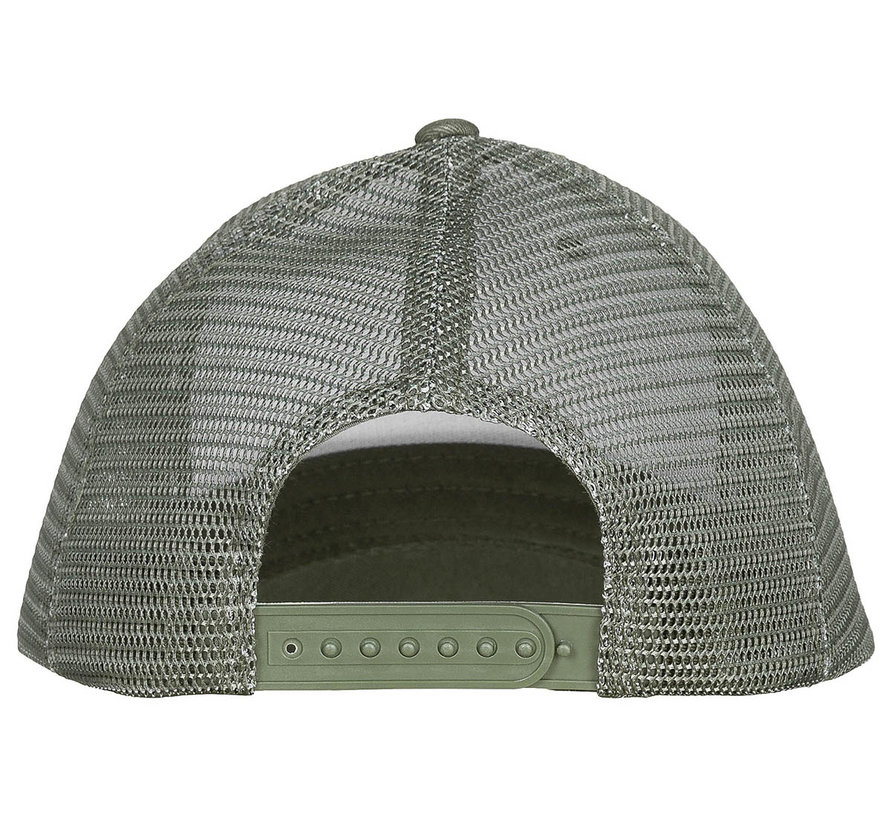 Casquette unisexe vert armée « Trucker ». Casquette robuste et sportive avec fermeture à pression réglable.