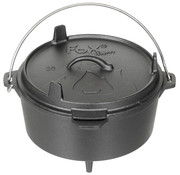 Fox Outdoor Gusseiserner Kochkessel "Dutch Oven" mit Deckel und einem Fassungsvermögen von 3.8 Litern.