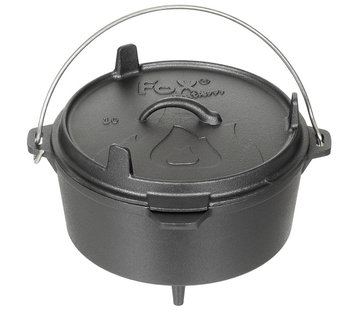 Fox Outdoor Gusseiserner Kochkessel "Dutch Oven" mit Deckel und einem Fassungsvermögen von 3.8 Litern.