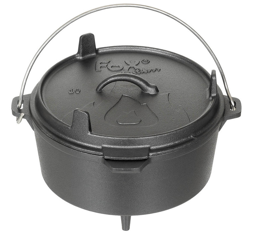 Gietijzeren kookketel "Dutch oven" met deksel en een inhoud van 3.8 liter