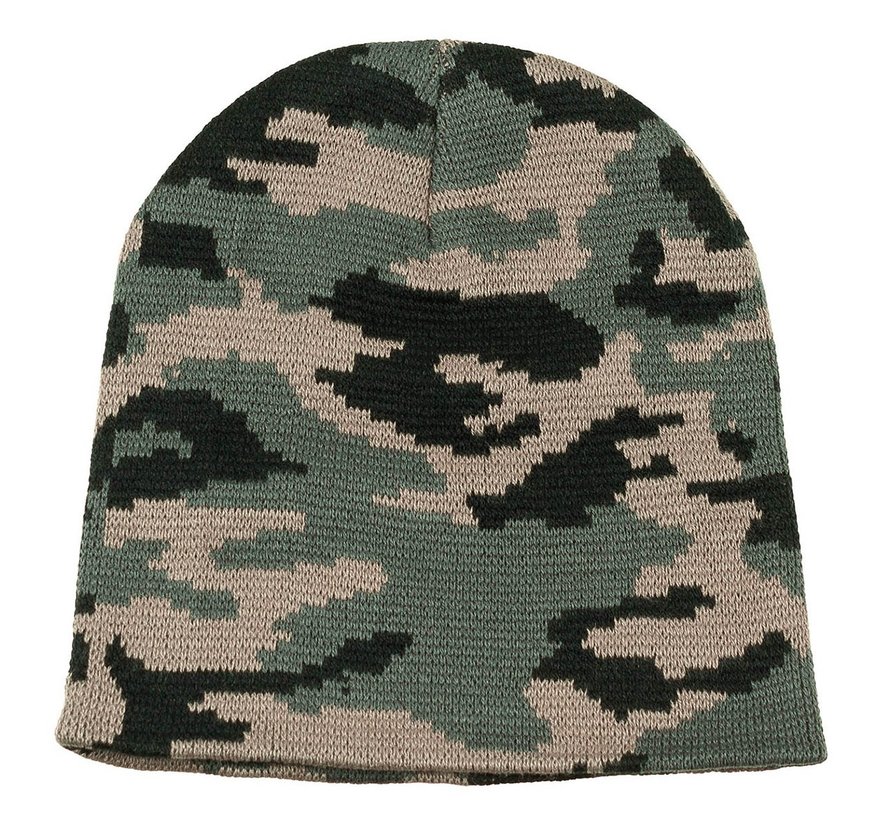 Fijn gebreide "Woodland" commando muts  (Beanie) gemaakt van 100% wol