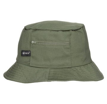 MFH Chapeau de pêcheur avec petite poche latérale et fermeture éclair dans la couleur vert olive