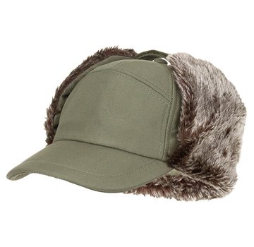 Fox Outdoor Chapeau d’hiver « Trapper » vert armée avec rabats d’oreille avec fausse fourrure et rabat