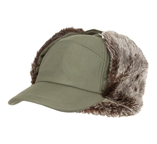 Fox Outdoor Chapeau d’hiver « Trapper » vert armée avec rabats d’oreille avec fausse fourrure et rabat