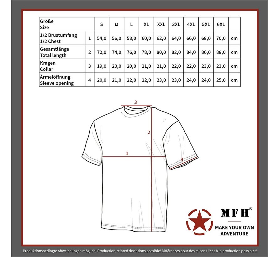T-shirt militaire classique (US) avec impression numérique RU et manches courtes - 170 g/m²