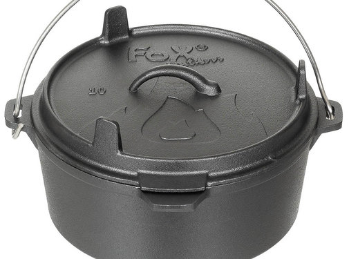 Fox Outdoor Gusseiserner Kochkessel "Dutch Oven" mit Deckel und einem Fassungsvermögen von 5,7 Litern.  - Copy