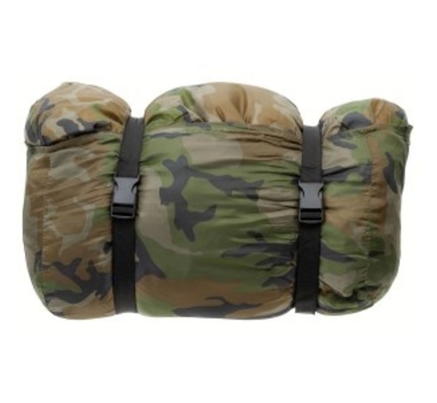 Sac de couchage des pilotes israéliens avec camouflage Woodland avec fermeture à pression et poignée de transport