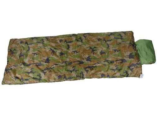 MFH Israëlische piloten slaapzak met Woodland camouflage met kliksluiting en draaggreep