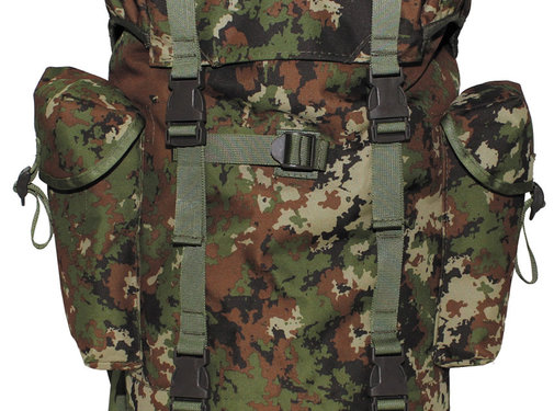 MFH Grands sacs à dos 65L BW Combat army avec impression camouflage végétal.