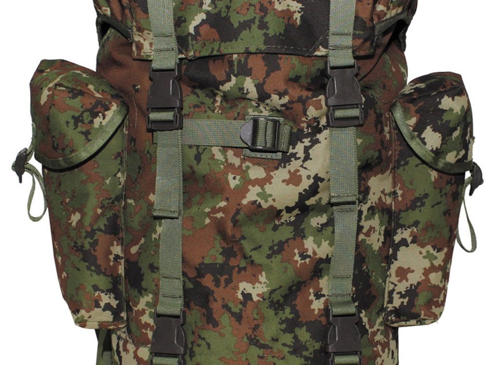MFH Große 65L BW Combat Armee Rucksäcke mit vegetato Camouflage Druck.