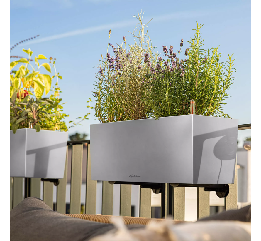 Lechuza - planteur BALCONERA STEEL 50 - en acier inoxydable microbillé - ALL-IN-ONE set