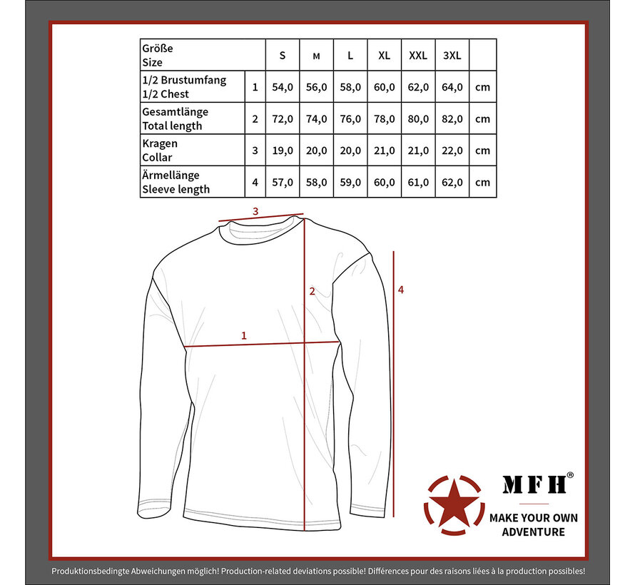 MFH - US Shirt -  langarm -  schwarz -  170 g/m²