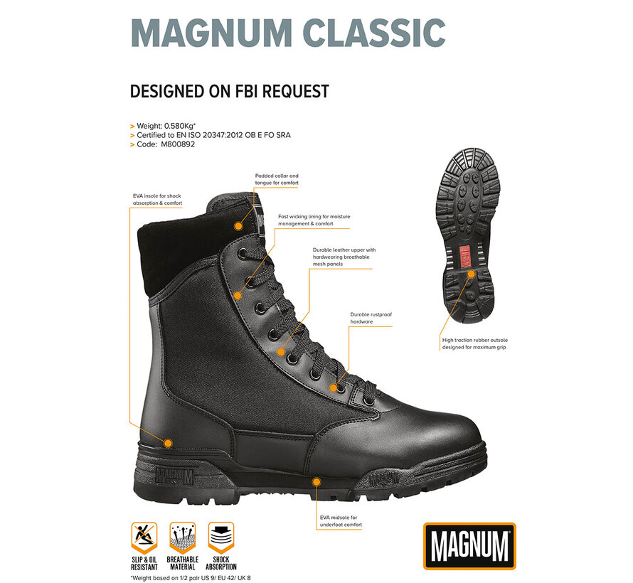 Magnum - Bottes opérationnelles  -  "MAGNUM"  -  Classique  -  Noir