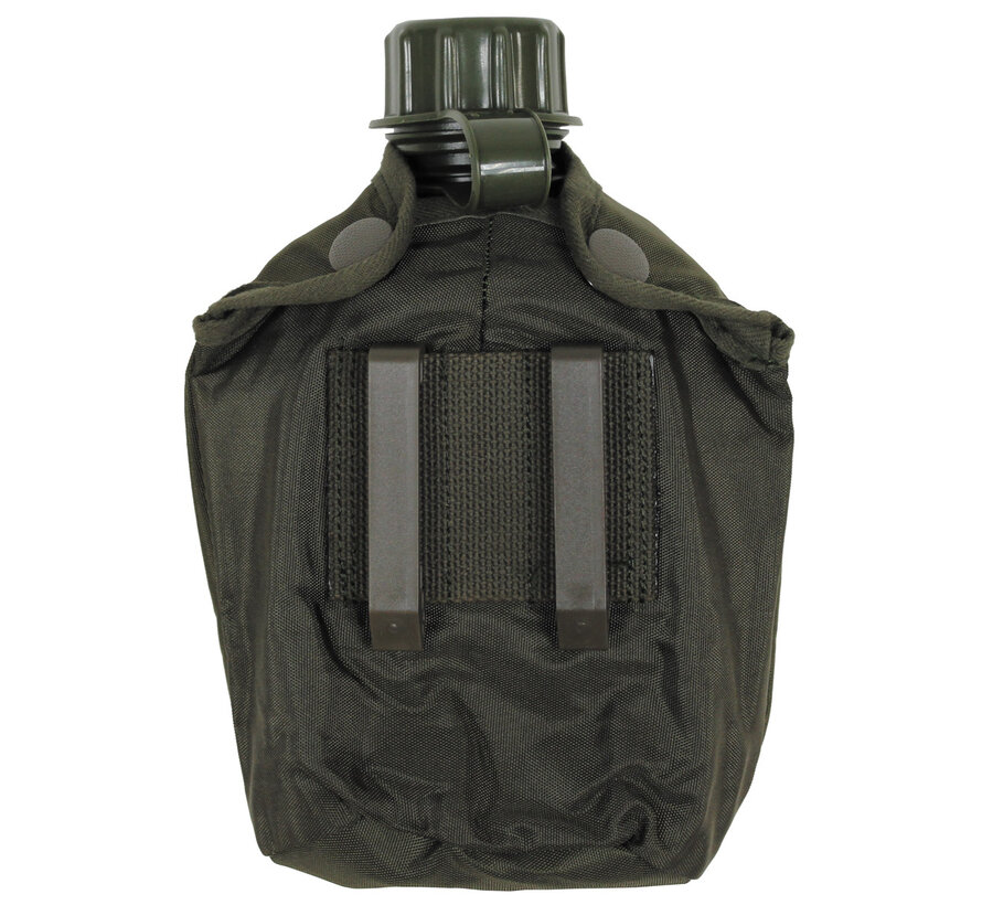 MFH - Plastikfeldflasche -  oliv -  neu -  1 l -  mit österr. Hülle neuw.